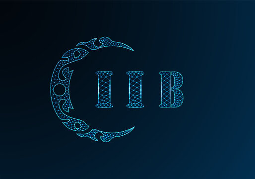 Low poly letter logo IIB design. IIB letter logo low poly vector design on blue color gradient background. IIB logo low poly design