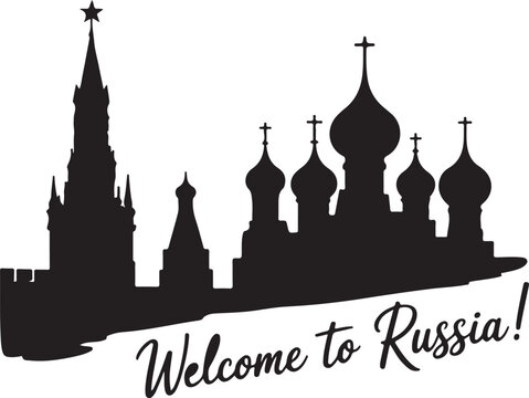 Welcome To Russia Silhouette Landmark Moscow Kremlin Buildings Scenery
