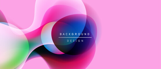 Abstract fluid shapes, vibrant colors, pink backdrop. Modern design elements create dynamic visual impact. Background text reads background design.