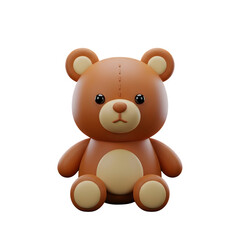 Fototapeta premium 3d icon of cute brown teddy bear isolated on transparent background, a soft and cuddly toy