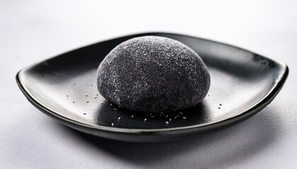 delicious black sesame mochi dessert with soft chewy texture on plate