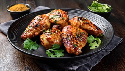 delicious grilled chicken thighs with cilantro garnish for culinary inspiration