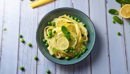 creamy lemon pasta with mint and peas for a refreshing summer meal