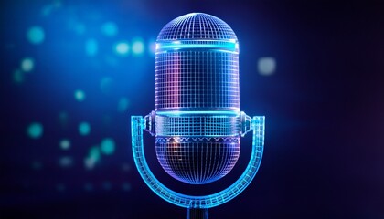 wireframe microphone digital audio podcast and voice communication