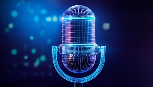 wireframe microphone digital audio podcast and voice communication