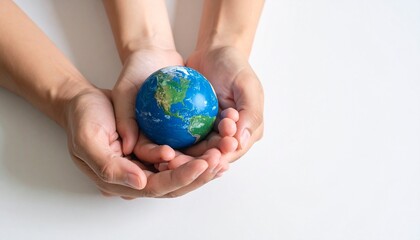 Protecting the future of our planet Caring hands gently hold a small globe, symbolizing environmental protection, sustainability, and shared responsibility for our world