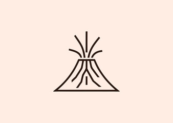 A dynamic exploding volcano logo with clean line strokes and geometric eruptions, illustrating raw power, creation, and energy in minimalist vector composition