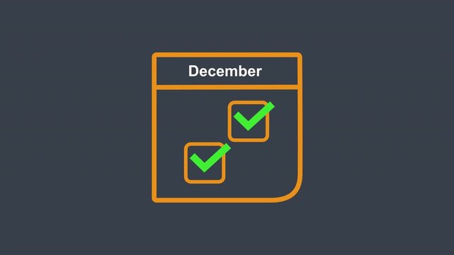 December Calendar Checklist Animation. Looping Icon for End of Q4 and Year-End Business Report.