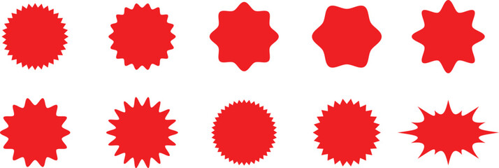 Red Starburst Badge PNG Set – Sale Stickers and Discount Icons