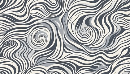 Abstract Swirling Lines Pattern in Black, White, and Gray Tones