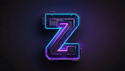Futuristic Neon Letter Z: Cyberpunk Style with Glowing Blue and Purple Outlines