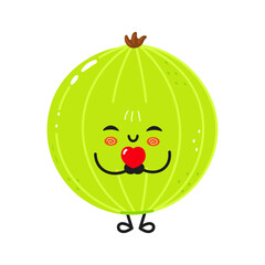 Gooseberry character holding red heart cute vector illustration