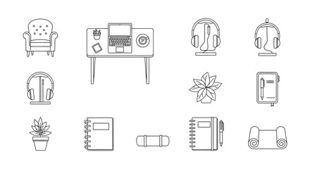 home office setup a cozy workspace with laptop plant notepad and headphones for remote work success creating a productive workspace design