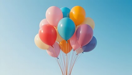 Pastel Balloons Against Azure Sky: Celebration, Joy, and Airy Freedom