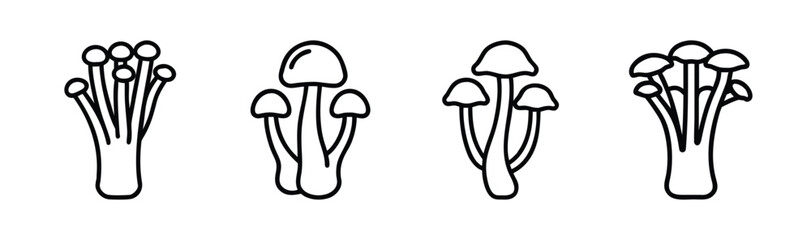 Scalable vector illustration of enoki mushrooms food and culinary icon