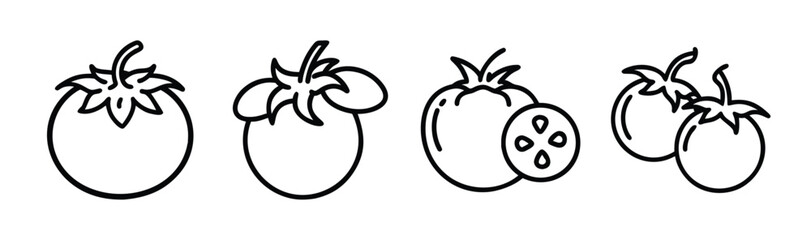 Fresh red grape and tomato vector illustration icon