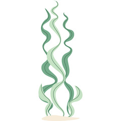 Hand Drawn Seaweed Illustration With Light Green And Dark Green Tones On A Transparent Background
