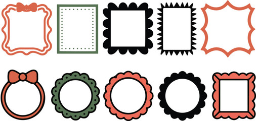 Vintage Bows Frame – Hand Drawn Ribbons Border for Greeting Cards, Wedding, Birthday, Picnic Invitations, Coquette Style, Vector Illustration