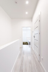 Home Entrance Hall, Hallway Interior. Wooden Outdoor Door, Minimalism. LED Light.