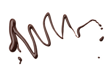 Sample of tasty melted chocolate isolated on white, top view