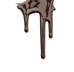 Flowing tasty melted chocolate on white background