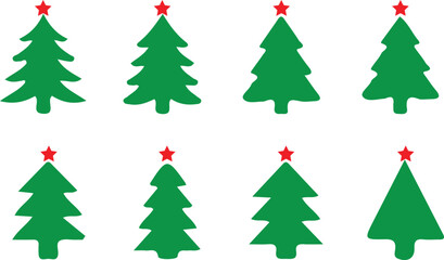 christmas green tree set vector illustration 