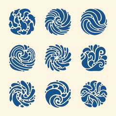 Abstract Geometric SVG Vector SVG Design with Swirling Circular Pattern in Blue Flat Style for Digital Media