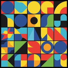 Vector Abstract Geometric SVG Illustration with Colorful Shapes in Modern Flat Style for Digital Design