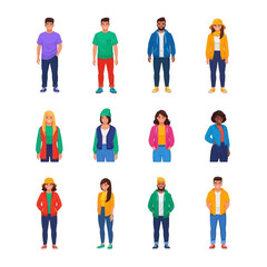 Vector SVG Illustration of Diverse People Characters in Flat Style with Bright Color Palette for Web and App Design