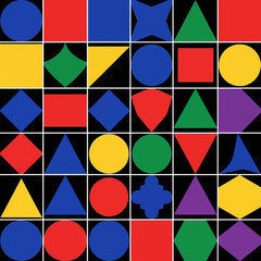 Vector Geometric SVG Pattern Collection with Colorful Shapes in Flat Design Style