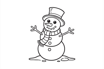 Simple outline snowman cartoon for holiday and seasonal crafts