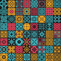 Vector Colorful Geometric SVG Pattern Collection with Repeating Tile Design in Modern Flat Style