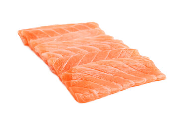 Fresh salmon sashimi isolated on white. Asian cuisine