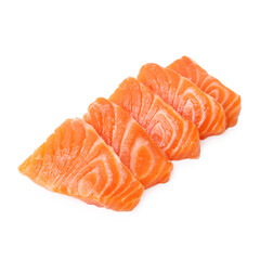 Fresh salmon sashimi isolated on white. Asian cuisine