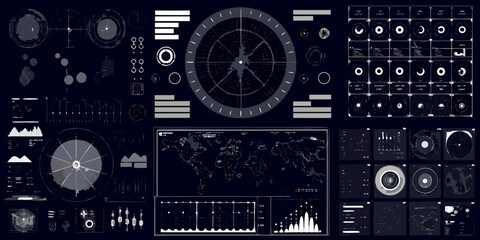 Futuristic digital interface displaying global data analytics and complex scientific charts on a dark background