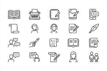 Minimalist literature and dialogue symbol pack for education and storytelling use