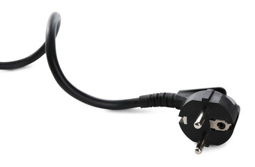 One electrical wire with plug isolated on white