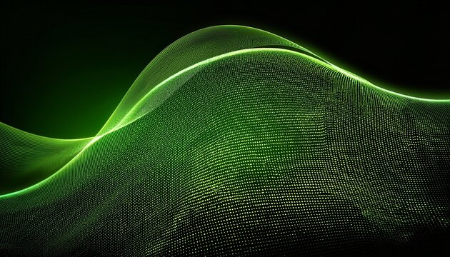 Abstract Green Wave Dot Mesh Background