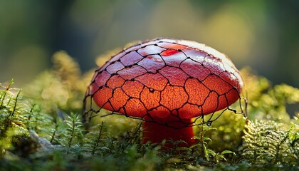 Close Up Of A Red Cage Fungus Clathrus Ruber In Early Stages In Its Development Shell Form