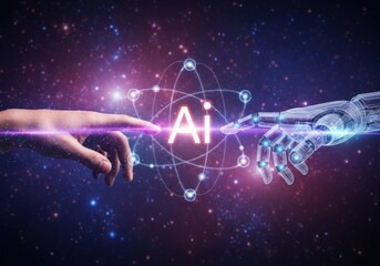 Human and robot touch connecting through artificial intelligence