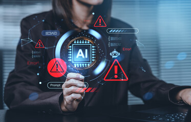 AI system error warning concept showing digital interface with a
