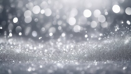 ethereal silver glitter texture with crystalline sparkles and luminous bokeh effects