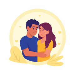 Take your hands on this amazing flat style illustration of romantic embrace