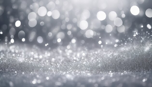 ethereal silver glitter texture with crystalline sparkles and luminous bokeh effects
