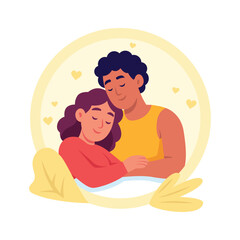 Take your hands on this amazing flat style illustration of couple romantic sleep