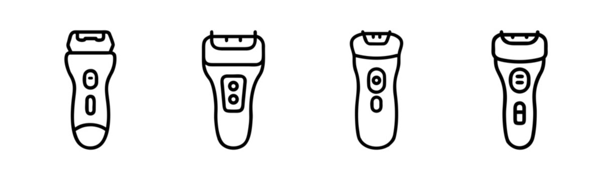 Personal grooming electric razor vector icons