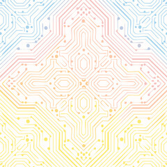 Soft Pastel Tech Circuit Seamless Pattern