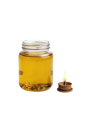 Hanukkah Olive Oil Jar Lamp with Burning Wick – Symbol of the Miracle of Light