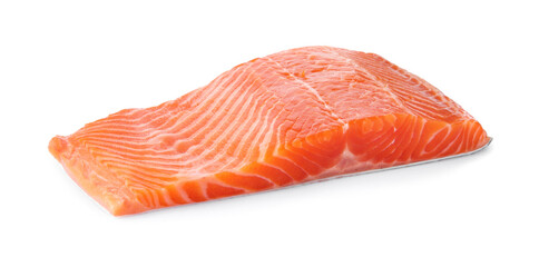 Piece of salmon fillet isolated on white