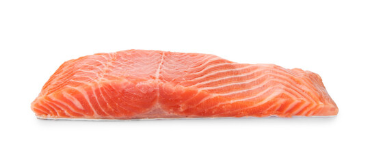 Piece of salmon fillet isolated on white